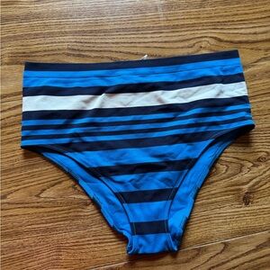 Aerie Blue and Black Striped Bikini Bottom